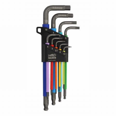 Bahco C1997LM/9P Metric Long Ball End Coloured Hex L-Key Set-9pc