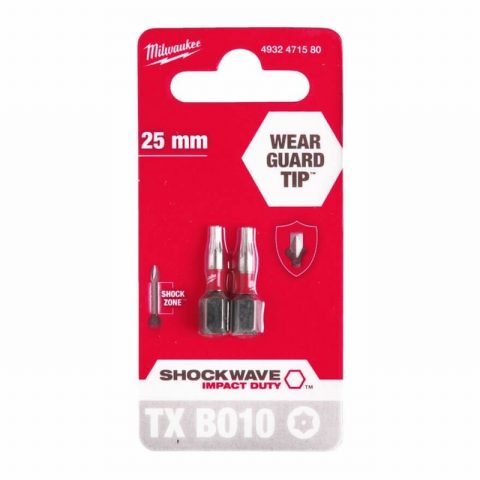 Milwaukee 4932471580TX BO10 25mm ScrewBits SHOCKWAVE – 2 pieces