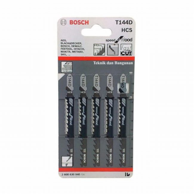 Bosch 2608630040 T144D Speed for Wood Jigsaw Blades - 5pc