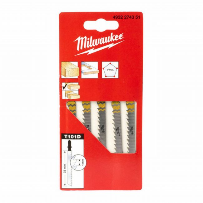 Milwaukee 4932274351 T101D Wood Clean&SplinterJigsaw Blades -5pc