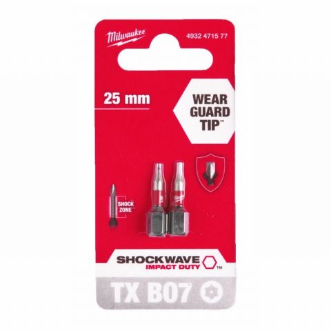 Milwaukee 4932471577 TX BO7 25mm ScrewBits SHOCKWAVE™ – 2 pieces