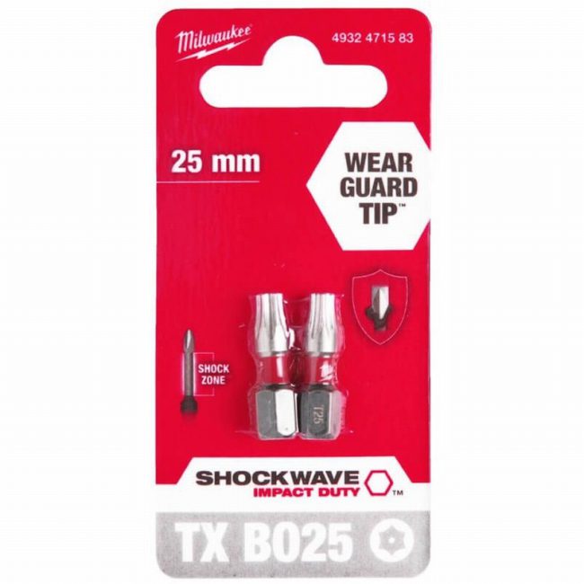 Milwaukee 4932471583 TX BO25 25mm ScrewBits SHOCKWAVE - 2 pieces