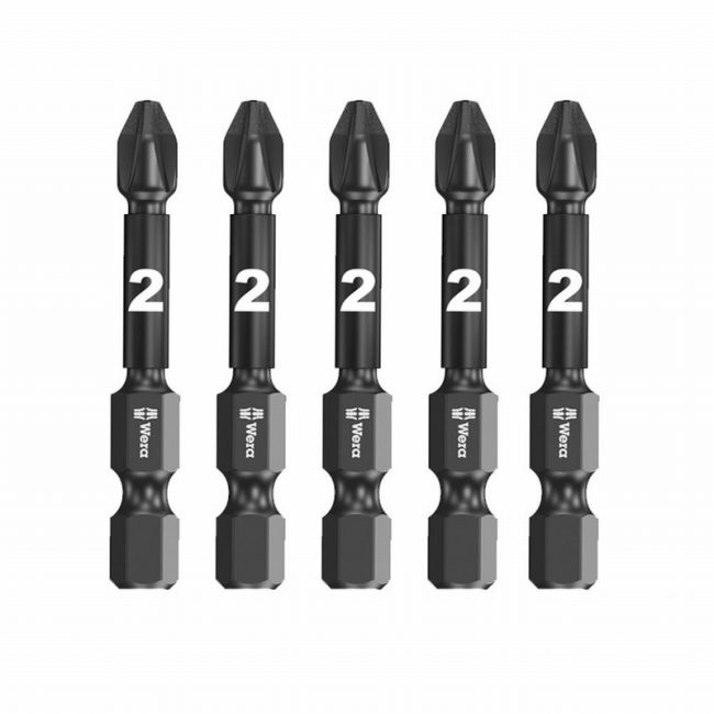 Wera WER057661 PZ2 x 50mm 855/4 Impaktor Insert Bit Pozi - 5pc