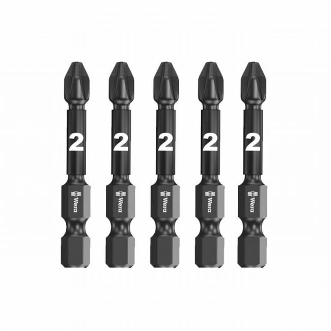 Wera WER057661 PZ2 x 50mm 855/4 Impaktor Insert Bit Pozi - 5pc - Image 2