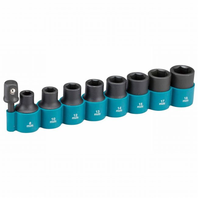 Makita B-54645 9 Piece 1/2" Socket Set with Hex Adaptor