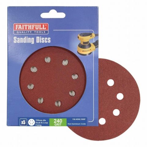 Faithfull 150mm 240 Grit Hook&Loop Sanding Sheets – Pack of 5