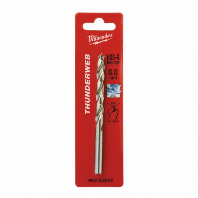 Milwaukee 4932352363 8.0x117mm HSS-G Thunderweb Metal Drill Bit