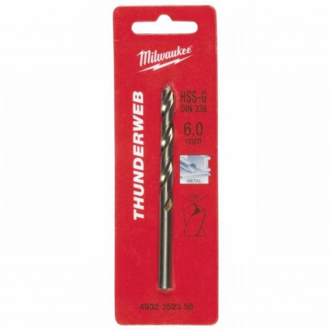 Milwaukee 4932352358 6x93mm HSS-G Thunderweb Metal Drill Bit-2pc