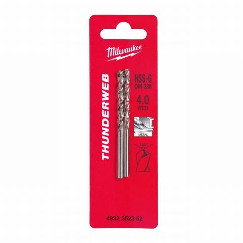 Milwaukee 4932352352 4x75mm HSS-G Thunderweb Metal Drill Bit-2pc