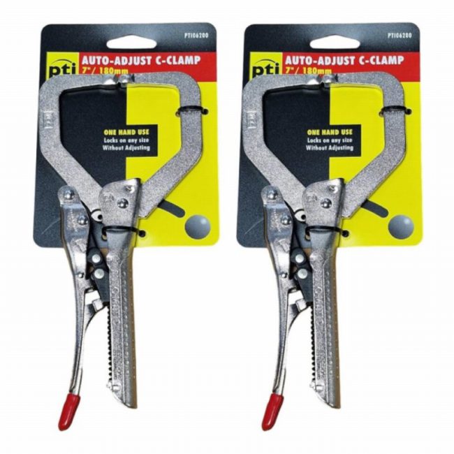 PTI PTI06200 180mm/7"  Auto Adjust Locking C-Clamp – Pack of 2