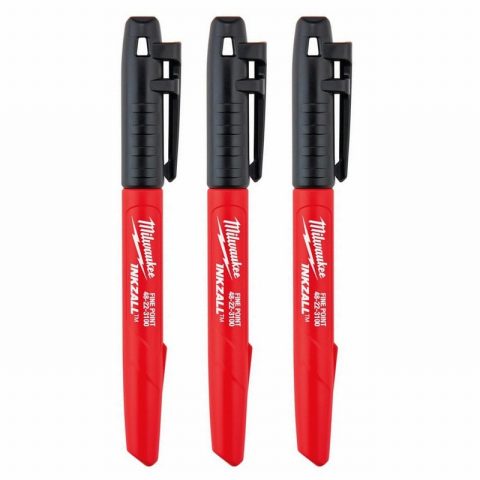Milwaukee 48223100 INKZALL Fine Tip Marker Black – Pack of 3
