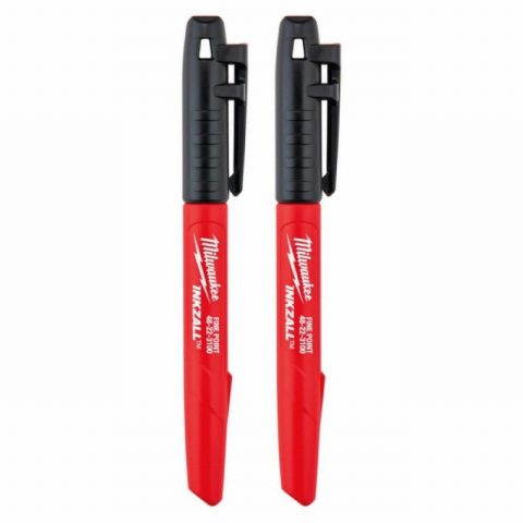 Milwaukee 48223100 INKZALL Fine Tip Marker Black – Pack of 2