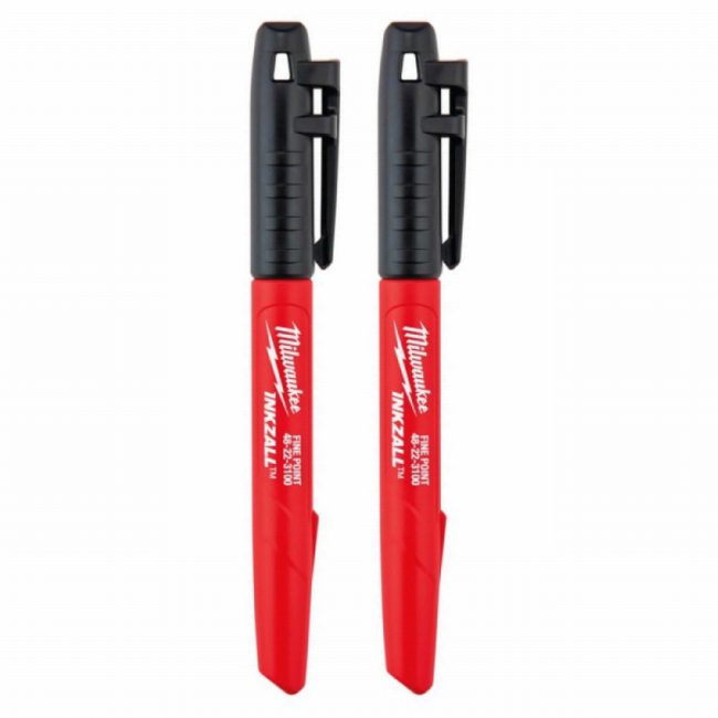 Milwaukee 48223100 INKZALL Fine Tip Marker Black – Pack of 2