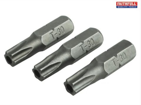 Faithfull FAISBT3025S T30S x 25mm S2 Steel Security Bits – 3pc
