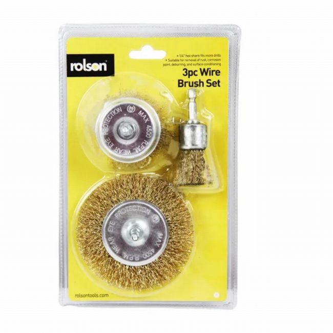 ROLSON 24890 Hex Shank Wire Brush Set - 3 piece
