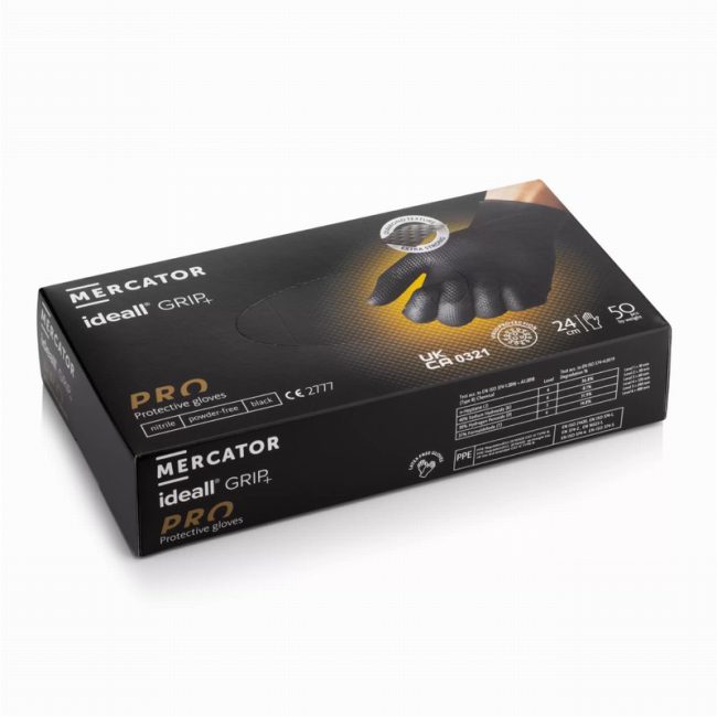 Mercator Ideall Grip Black Nitrile Gloves - 1pc - Image 2