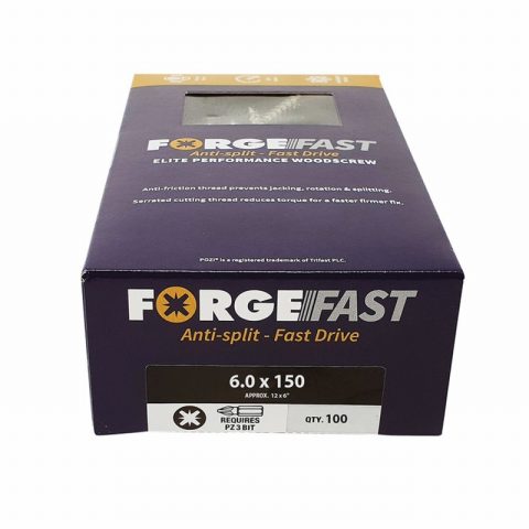 ForgeFast FORFFP6150Y 6x150mm Pozi Performance Wood Screw -100pc