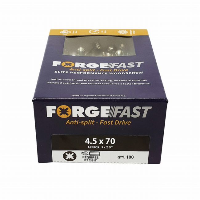 ForgeFast FORFFP4570Y 4.5x70mm Pozi Performance Wood Screw-100pc