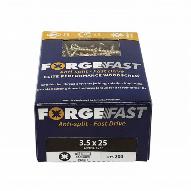 ForgeFast FORFFP3525Y 3.5x25mm Pozi Performance Wood Screw-200pc