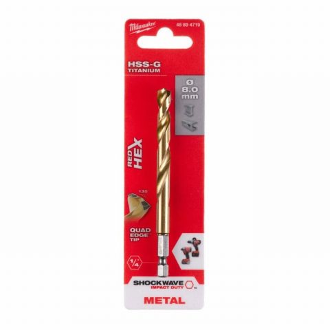 Milwaukee 48894719  8mm Shockwave HSS TiN Metal Drill Bit