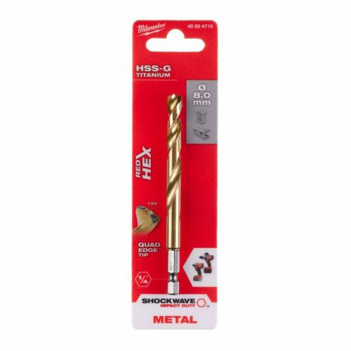 Milwaukee 48894719  8mm Shockwave HSS TiN Metal Drill Bit