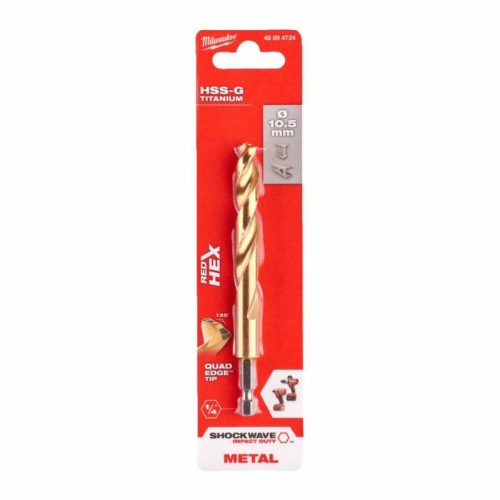 Milwaukee 48894724  10.5mm Shockwave HSS TiN Metal Drill Bit