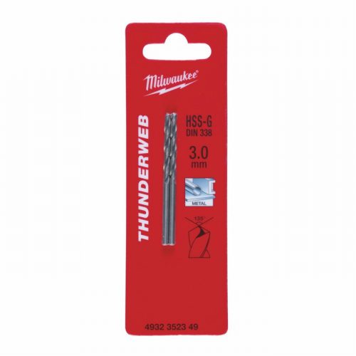 Milwaukee 4932352349 3x61mm HSS-G Thunderweb Metal Drill Bit-2pc
