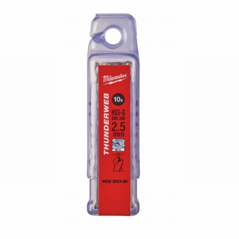 Milwaukee 4932352380 HSS-G Metal Drill Bit 2.5mm – Pack of 10