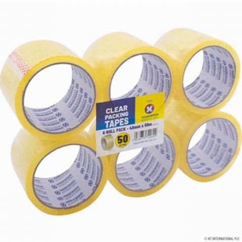 Marksman 72060C Tape Clear 50m x 48mm – Pack of 6