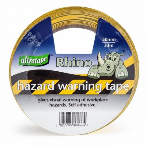 Rhino HW00375033BYUL 50mm x 33m Hazard Black & Yellow Tape