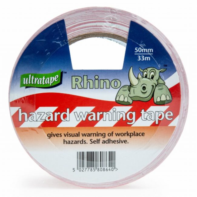 Rhino HW00375033RWUL 50mm x 33m Hazard Red & White