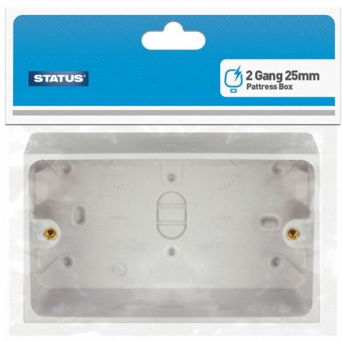 Status S2GPAT25MMX7  2 Gang 25mm Surface Pattress Box, White