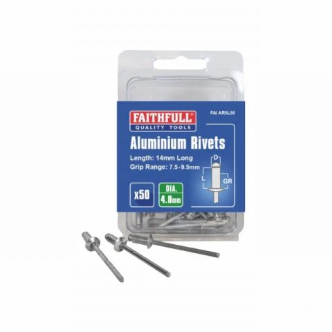 Faithfull FAIAR5L50  4.8mm x 14mm Aluminium Rivets – Pack of 50
