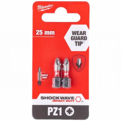 Milwaukee 4932472038 SHOCKWAVE Bit PZ1 25mm Screwdriver Bit 2pk