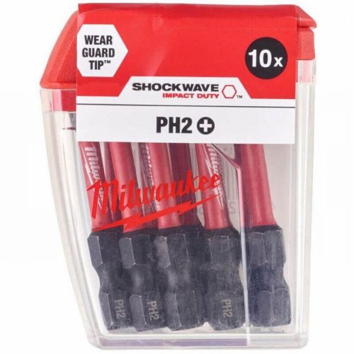Milwaukee 4932472048 PH2 50mm Shockwave Bits – Pack of 10