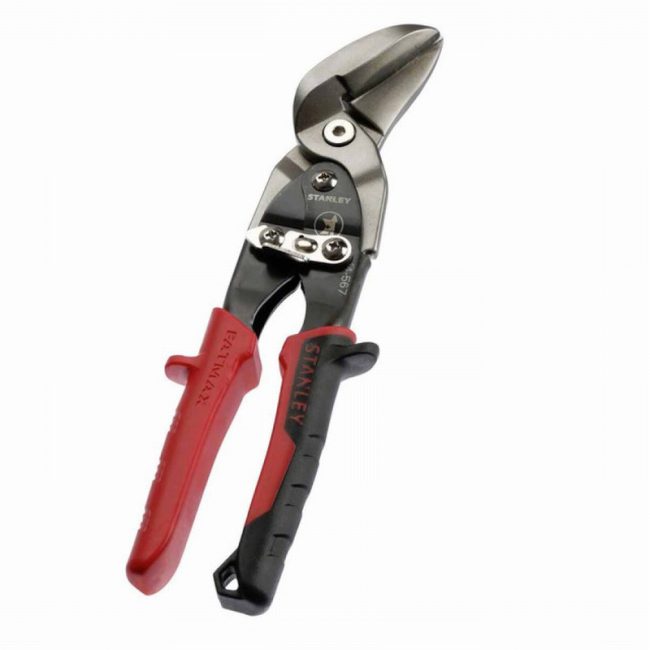 Stanley STA214567 250mm (10in) Red Offset Aviation Snip Left Cut