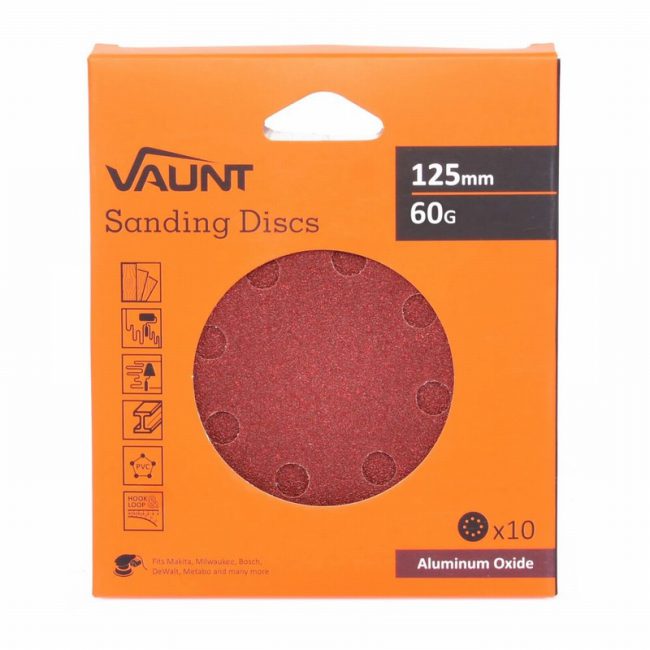 Vaunt V1357001 125mm 60 Grit Sanding Discs - Pack of 10 - Image 3