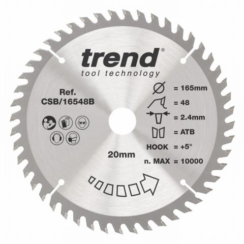 Trend CSB/16548B Craft Saw Blade 165mm x 48 Teeth x 20mm
