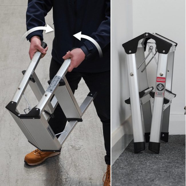 TOUGH MASTER TM-FSS2 2 Step Folding Step Ladder Double-Sided - Image 5