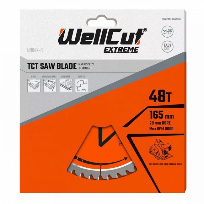 WellCut WC-C1652048 165mm x 20mm 48T Extreme Circular Saw Blade - Image 4