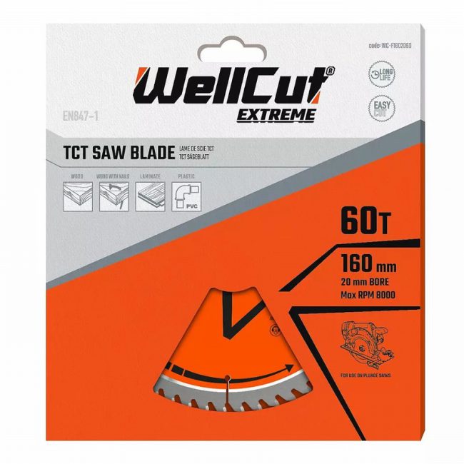 WellCut WC-F1602060 160mm x 20mm  Circular Saw Plunge Saw Blade - Image 3
