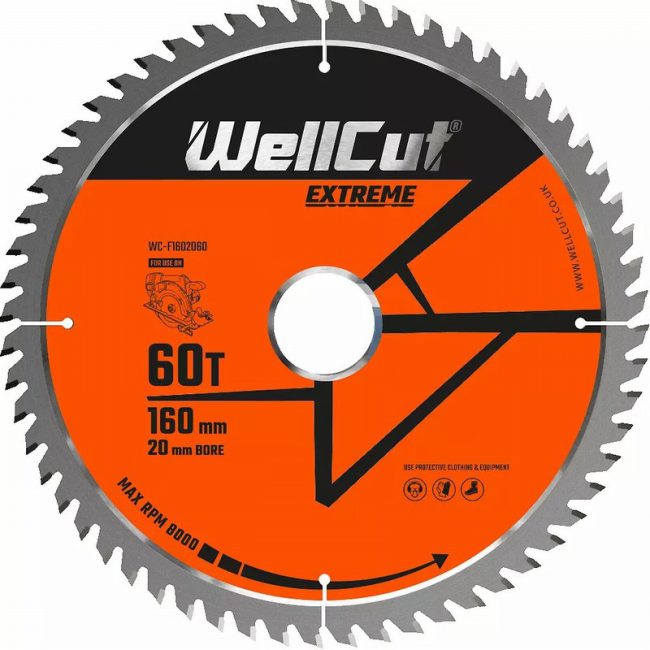WellCut WC-F1602060 160mm x 20mm  Circular Saw Plunge Saw Blade - Image 2
