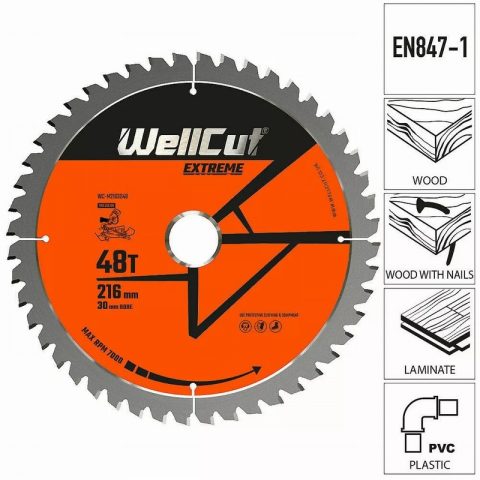 WellCut WC-M2163048 216mm x 30mm 48T TCT Extreme Mitre Saw Blade
