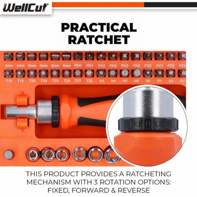 WellCut WC-RSD44 Rachet Screwdriver Set with 44 Pieces - Image 3