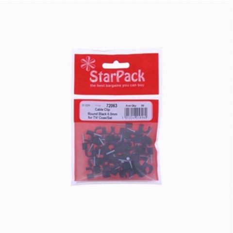 StarPack 72063  6mm Cable Clips Round Black