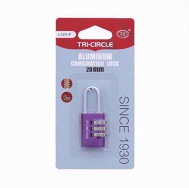 TRICIRCLE L323P COMBINATION PADLOCK 20MM PURPLE
