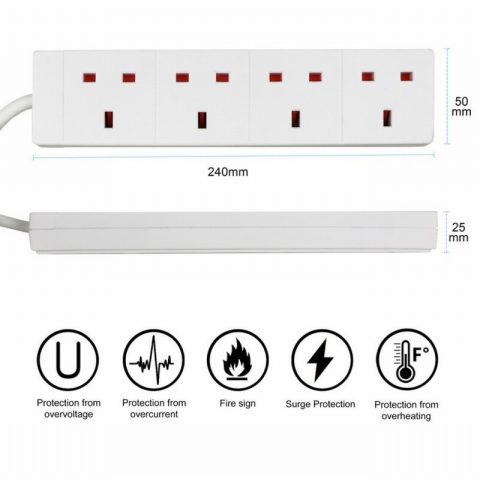 Extrastar KF-EB-4E/5M  5M Extension Lead 4 Gang White
