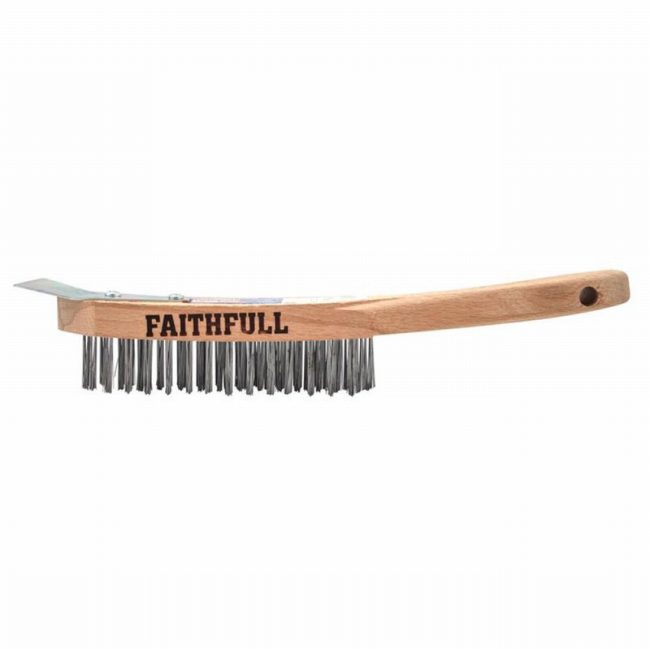 Faithfull FAI6804SRF 4 Row Heavy-Duty Scratch Brush with Scraper