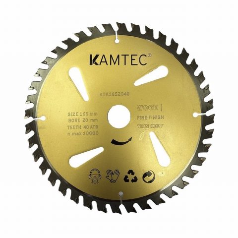 Kamtec KTK1652040 165x20x1.6mm 40t Wood TCT Saw Blade Gold Thin