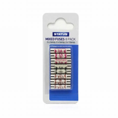 Status S8PKMAFX50 Mixed Amp Fuses – Pack of 8